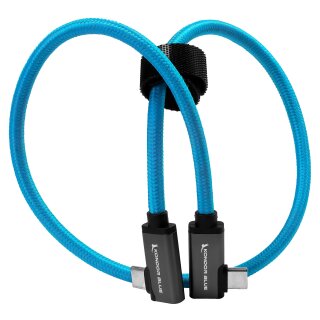 Kondor Blue USB C to USB C Cable for SSD Recording & Charging - 8K Data and Power Delivery (Dual Right Angle)(18")