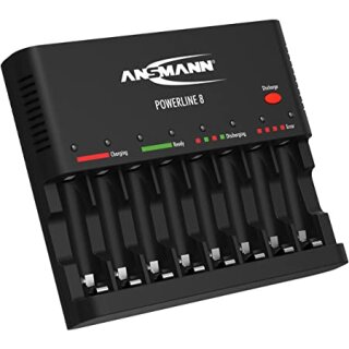 ANSMANN battery charger for charging & discharging 8x AA/AAA NiMH batteries - 8-fold battery charger