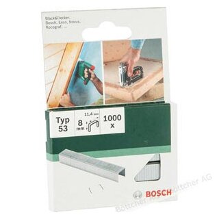 Bosch staples DIY 53/8 8mm, fine wire staples, type 53, 1000 pieces
